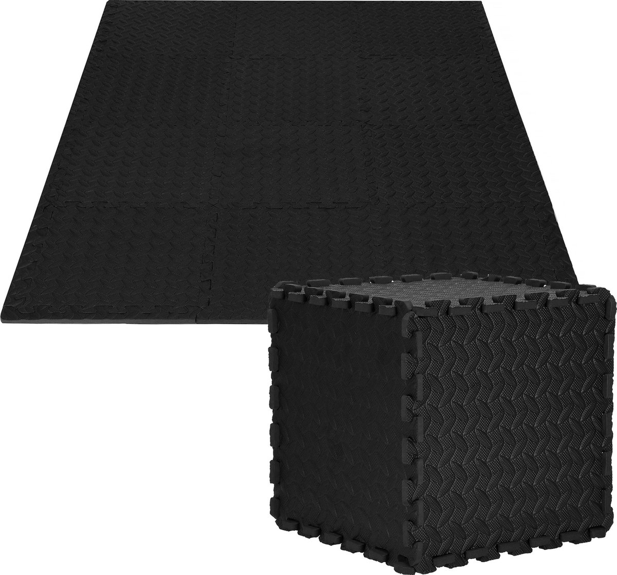 Springos Speelmat | Speelmat Foam | Puzzelmat | 12 puzzelstukken | 90 x 118 cm | Zwart